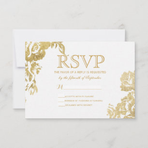 Elegant Simple Modern Rose Floral Gold RSVP