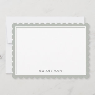 Elegant Simple Modern Sage Green Scalloped Edge Card