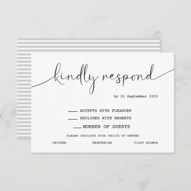 Elegant Simple Modern scripture Response Card RSVP (Front/Back)