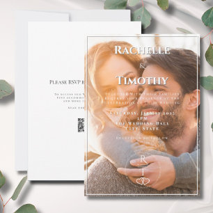 Elegant Simple Mongoram Colour Photo Wedding Invitation