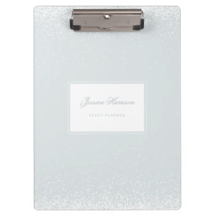 Elegant Simple Monogram Blue Grey White Confetti Clipboard