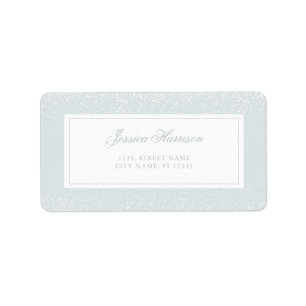 Elegant Simple Monogram Blue Grey White Confetti Label