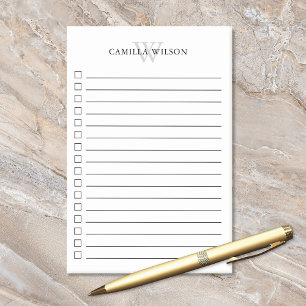 Elegant Simple Monogram Check Box List Post-it Notes