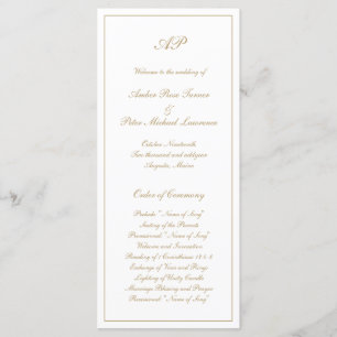 Elegant Simple Monogram Formal Gold Wedding Program