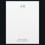 Elegant Simple Monogram Minimalist Professional Letterhead<br><div class="desc">Modern elegant letterhead with your monogram on the front in an upscale typography layout. Professional and simple customization.</div>