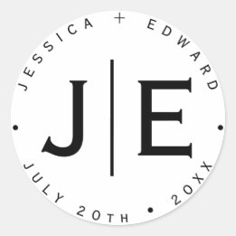 Elegant Simple Monogram Modern Chic Minimal Script Classic Round Sticker