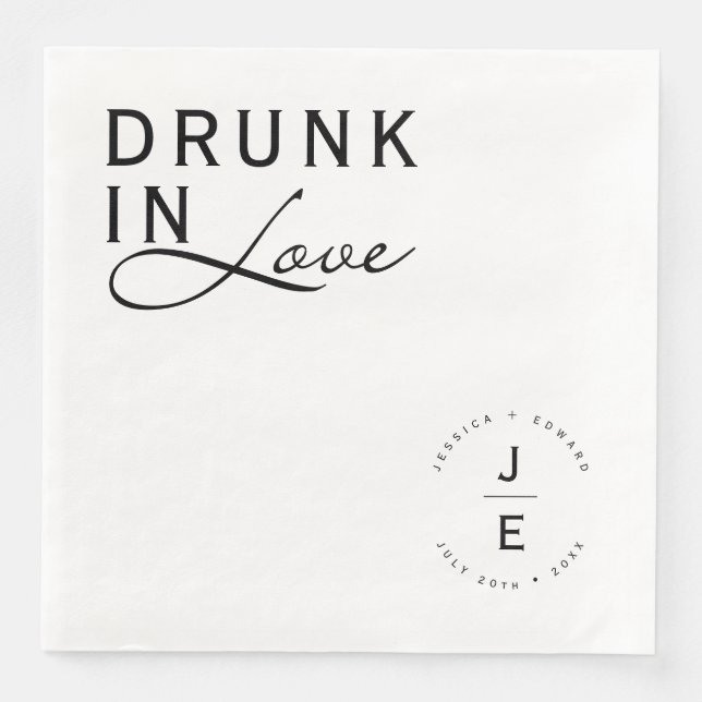 Elegant Simple Monogram Modern Chic Minimal Script Napkin (Front)