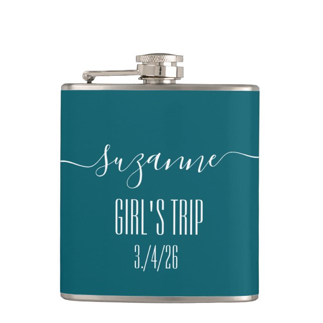 Elegant Simple Monogram Name Girl's trip Hip Flask (Front)