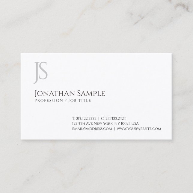 Elegant Simple Monogram Professional Template Business Card (Front)