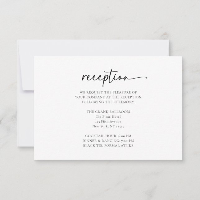 Elegant Simple Monogram Wedding Reception Card (Front)