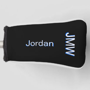 Elegant, Simple Name Monogram Blue, White, Custom Golf Head Cover