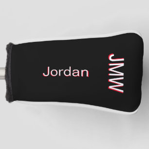 Elegant, Simple Name Monogram Red White Custom Golf Head Cover