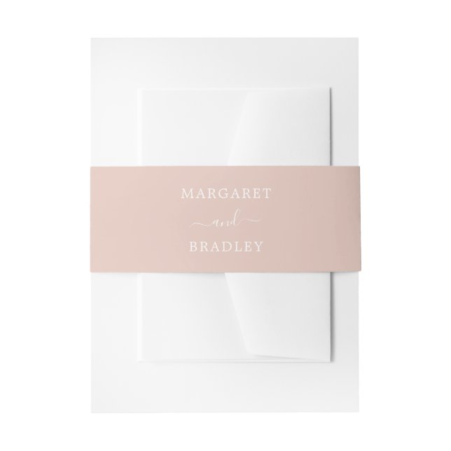 Elegant Simple Names Pink Dusty Rose Wedding Invitation Belly Band (Front Example)