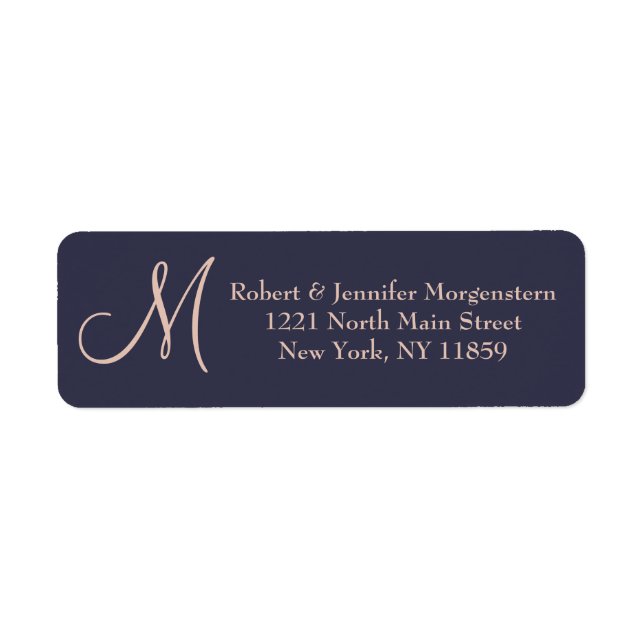 Elegant Simple Navy Blue and Pale Pink Monogram (Front)