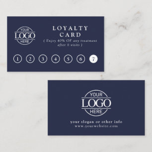 Elegant Simple Navy Blue Customer Rewards Loyalty Card