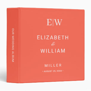 Elegant Simple Neon Flare with Monogram Wedding Binder