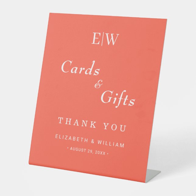 Elegant Simple Neon Flare with Monogram Wedding Pedestal Sign (Front)