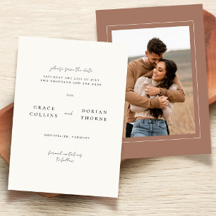 Elegant Simple Neutral Mocha Mousse Photo Wedding Save The Date