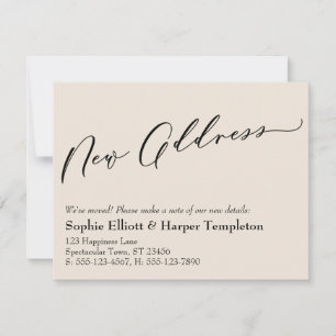 Elegant, Simple New Address Cream Card
