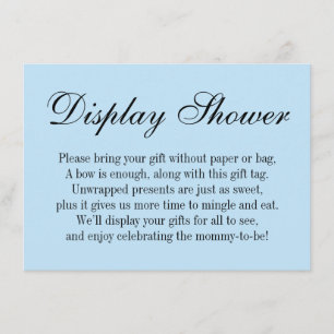 Elegant, Simple No Wrap Baby Shower, Baby Blue Enclosure Card