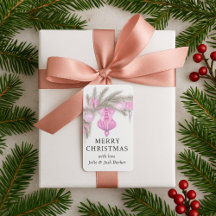 Élégant Simple Nœud Rose Noël Botanique