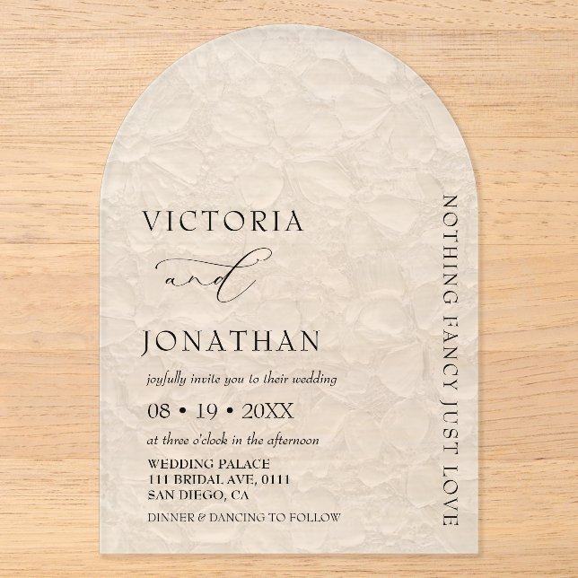 Elegant Simple Nothing Fancy Wedding Acrylic Acrylic Invitations (Front)