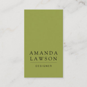 Elegant Simple Olive Green and Beige Business Card