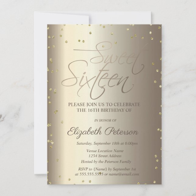 Élégant Simple Or Diamonds Sweet 16 Invitation (Devant)