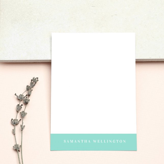 Elegant Simple Overlay Mint Green Name Note Card (Creator Uploaded)