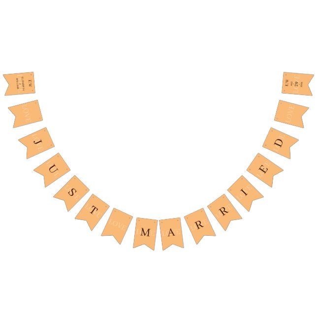 Elegant Simple Peach Monogram Wedding Bunting Flags (All)