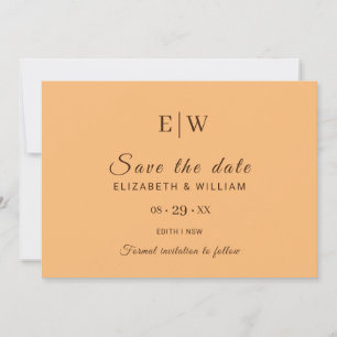 Elegant Simple Peach Monogram Wedding Save The Date