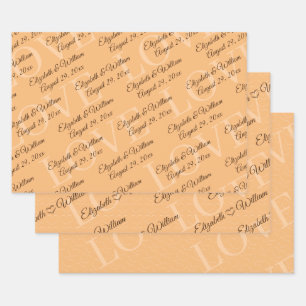 Elegant Simple Peach Monogram Wedding Wrapping Paper Sheet