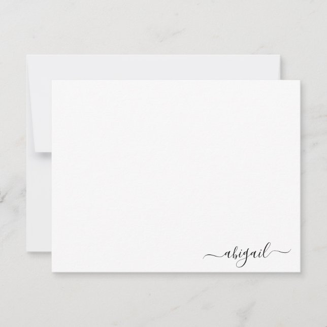 Elegant Simple Personalized Script White  Card (Front)