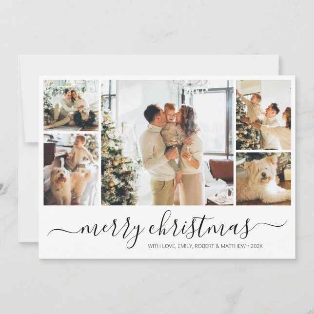 Elegant Simple Photo Collage Christmas Holiday  Invitation (Front)