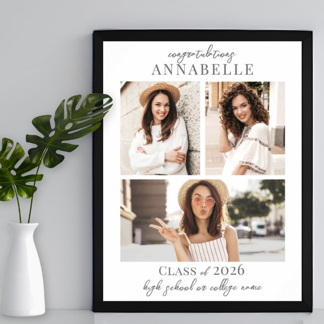 Elegant Simple Photo Collage Graduation Party Sign (Photo Collage Graduation Party Sign)
