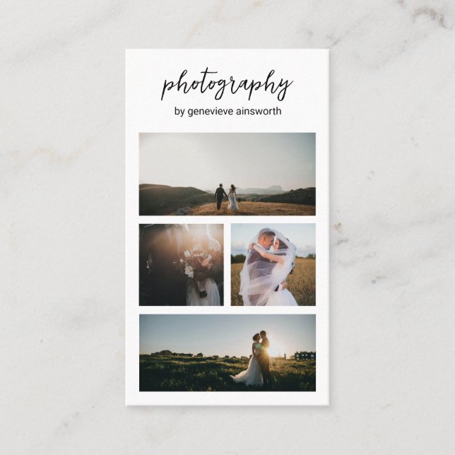 Elegant Simple Photo Collage Modern Photography Business Card (Front)