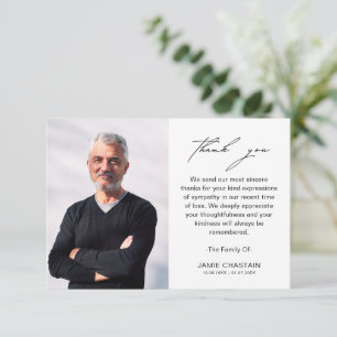 Elegant Simple Photo Funeral Sympathy Memorial Thank You Card
