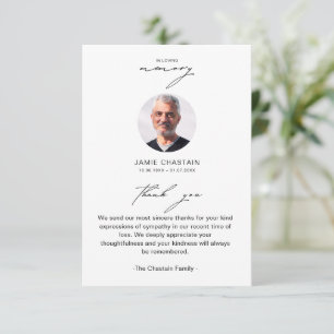 Elegant Simple Photo Funeral Sympathy Memorial Thank You Card