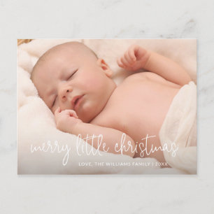 Elegant Simple Photo Holiday Birth Announcement Postcard