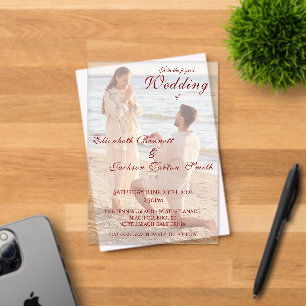 Elegant Simple Photo Minimal Romantic  Acrylic Invitations