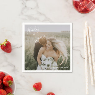 Elegant Simple Photo Modern Wedding Napkin