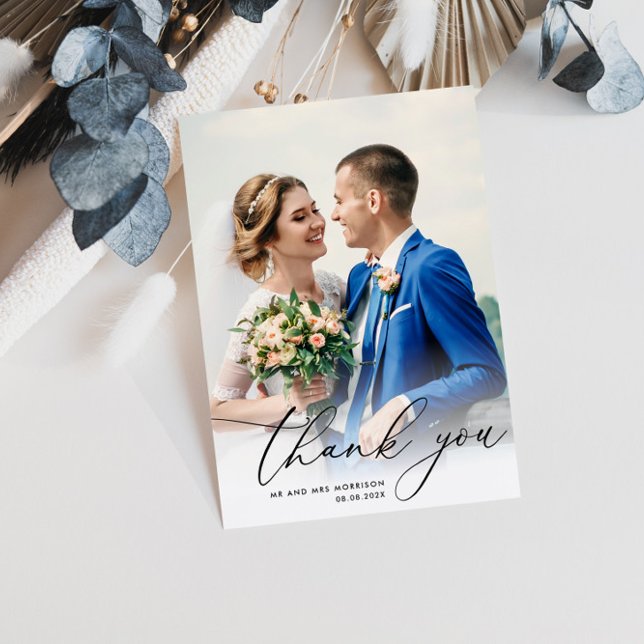 elegant simple photo wedding thank you  card (Creator Uploaded)