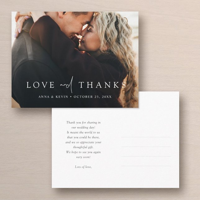 Elegant Simple Photo Wedding Thank You  Postcard (Creator Uploaded)