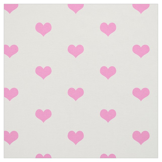 Elegant Simple Pink and White Hearts Pattern Fabric (Swatch)