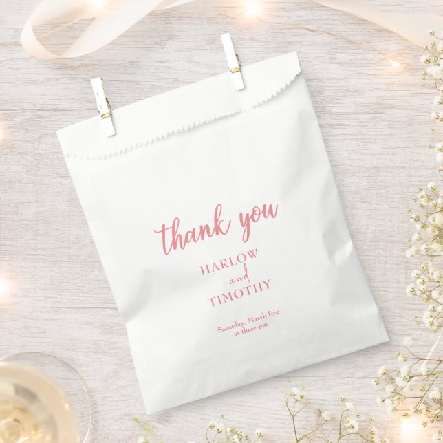 Elegant Simple Pink Blush Wedding Favour Bag (Clipped)