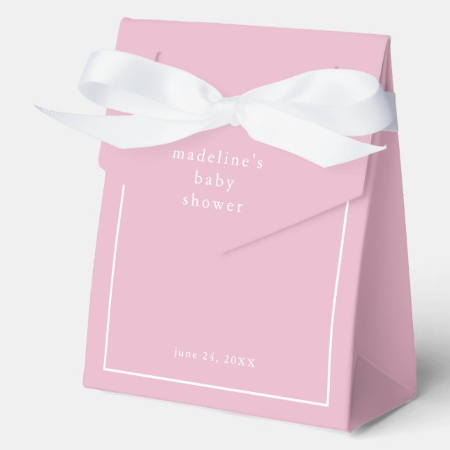 Elegant Simple Pink Girls Baby Shower Favor Box (Front)