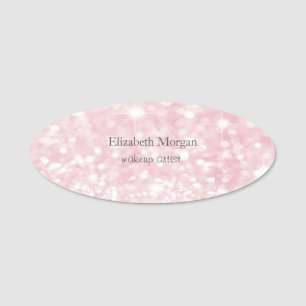 Elegant Simple Pink Glitter Bokeh Name Tag