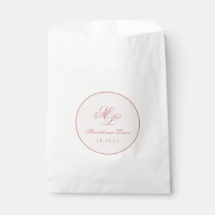 Elegant Simple Pink Monogram Circle Wedding Favour Bag
