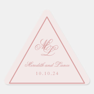 Elegant Simple Pink Monogram Triangle Sticker