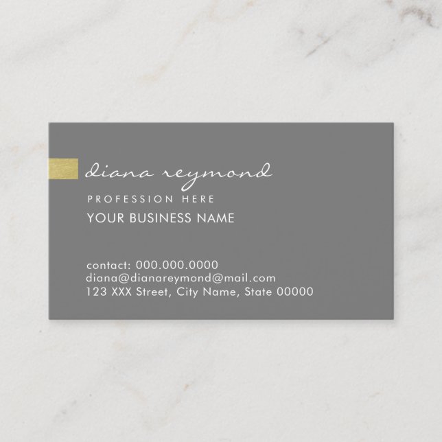 Elegant simple plain basic grey professional business card (Front)